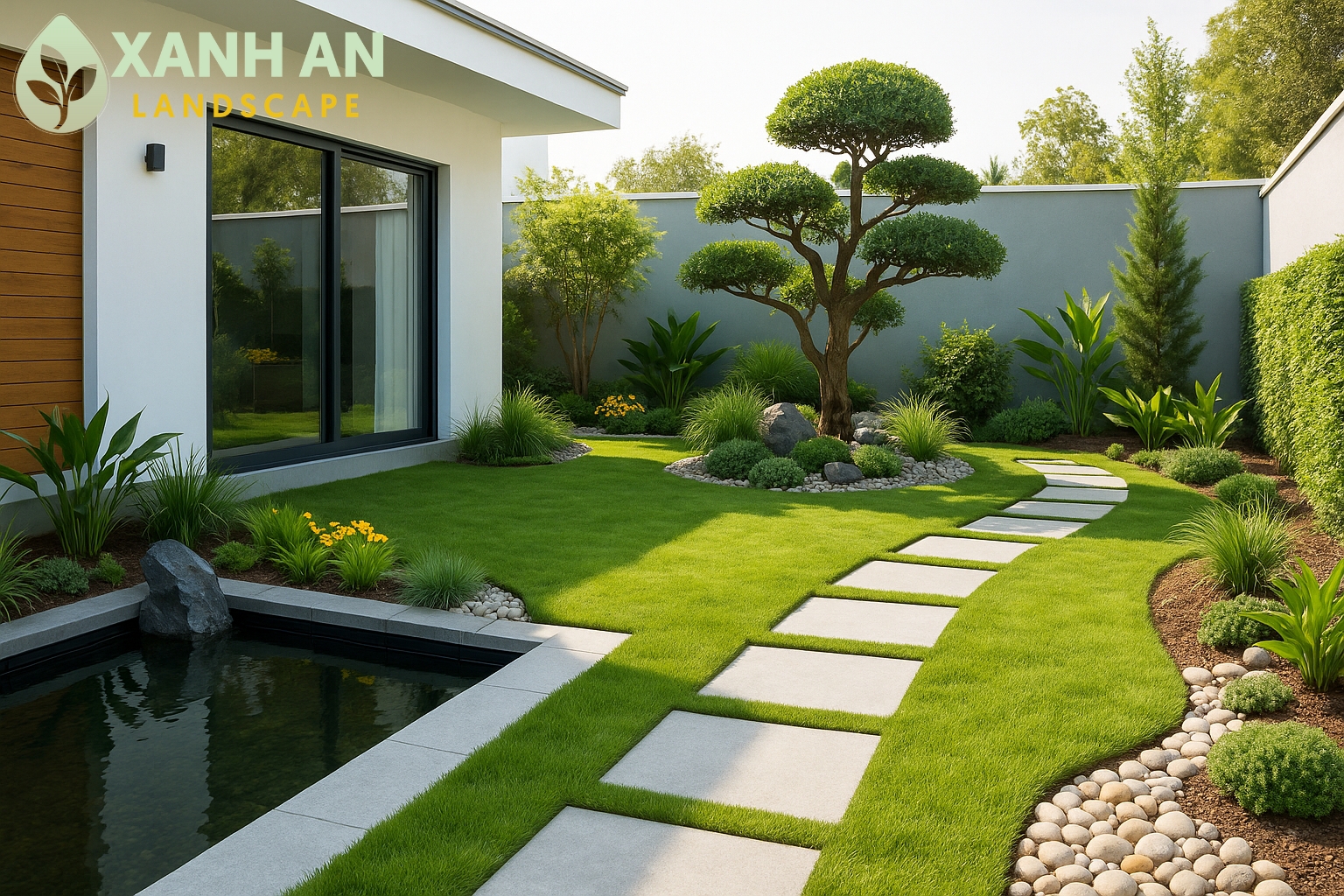 Mẫu sân vườn biệt thự phong cách hiện đại Mẫu sân vườn biệt thự phong cách hiện đại